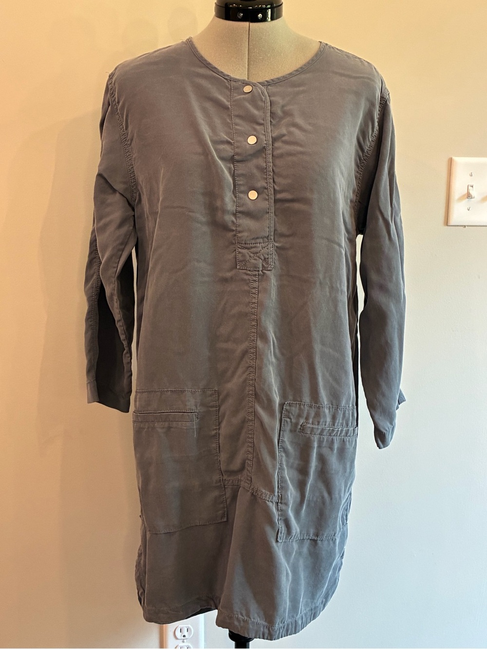 GAP Slate Blue Button-Front Tunic Dress 0012